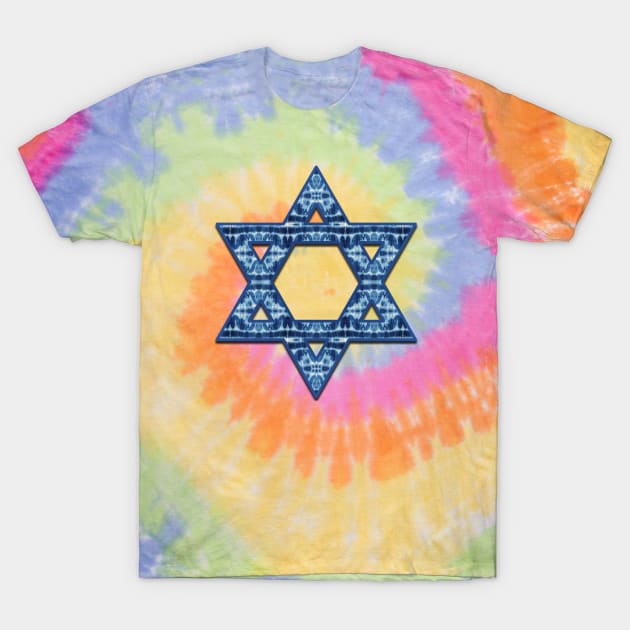 Tie Dye Blues Twos Star of David T-Shirt by Nina May Design Studio